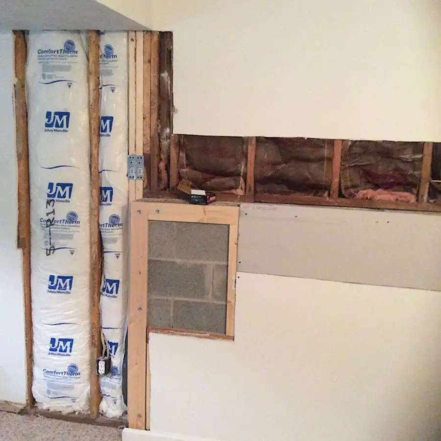 Wall insulation replacement during Basement Flood Cleanup in Waterloo